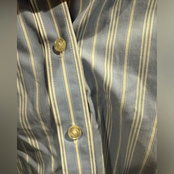 Lands End blouse. 3/4 quarter sleeves. Blue and white - Picture 7 of 10